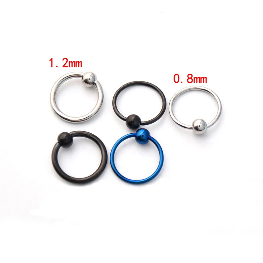 1PC 14G 16G 20G Stainless Steel Captive Bead Rings Piercings Lips Nose Rings Ear Tragus Nipple Rings Navel ring Body Jewelry