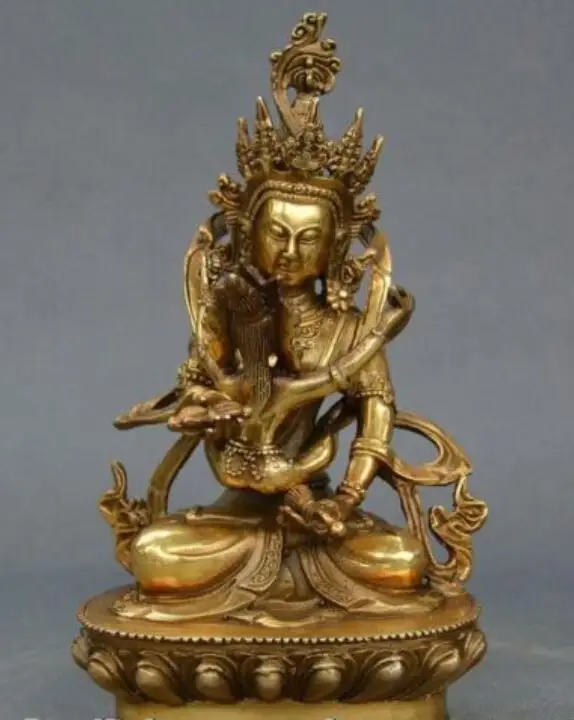 

Old Tibetan Buddhism Brass Vajra Mandkesvara Yab-Yum Buddhas Happy Buddha Statue