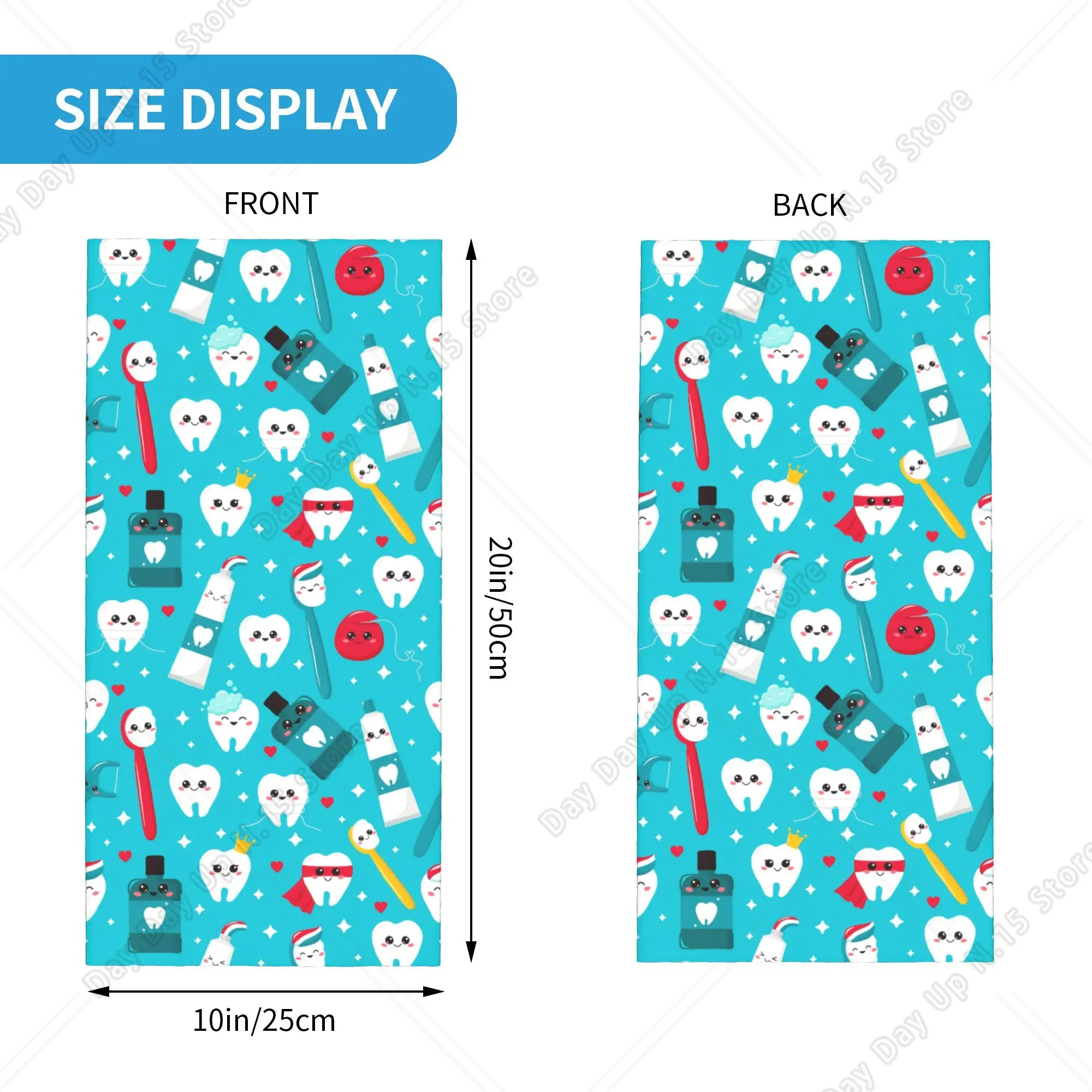 Cartoon Teeth Dentist Bandana Winter Neck Warmer Women Windproof Wrap Face Scarf for Hiking Dental Gaiter Headband
