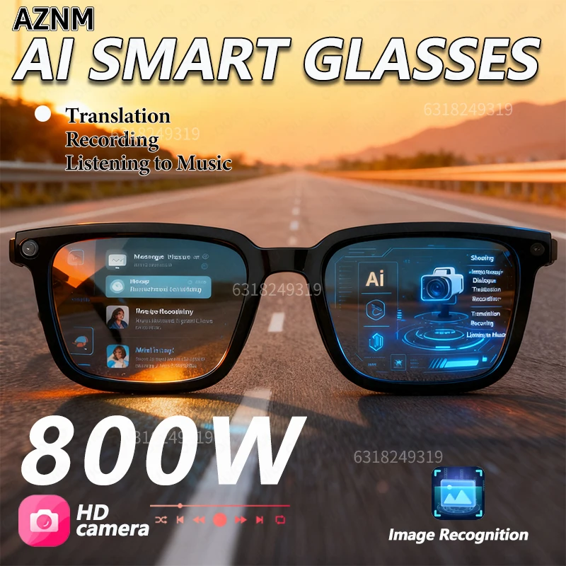 Nouvelles lunettes intelligentes IA 2026 : Traduction IA, caméra HD 8MP, prise de vue 4K, enregistrement d'images et de conversations, écoute de musique