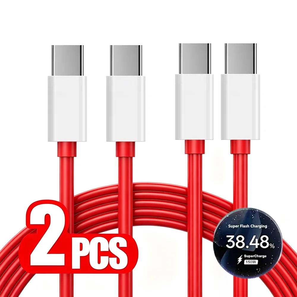 2PCS 150W USB-C to USB-C Super Flash Charging Cable For OnePlus 12 13 15 Nord 4 5 OPPO Realme Dual Type C Fast Charge Data Cable