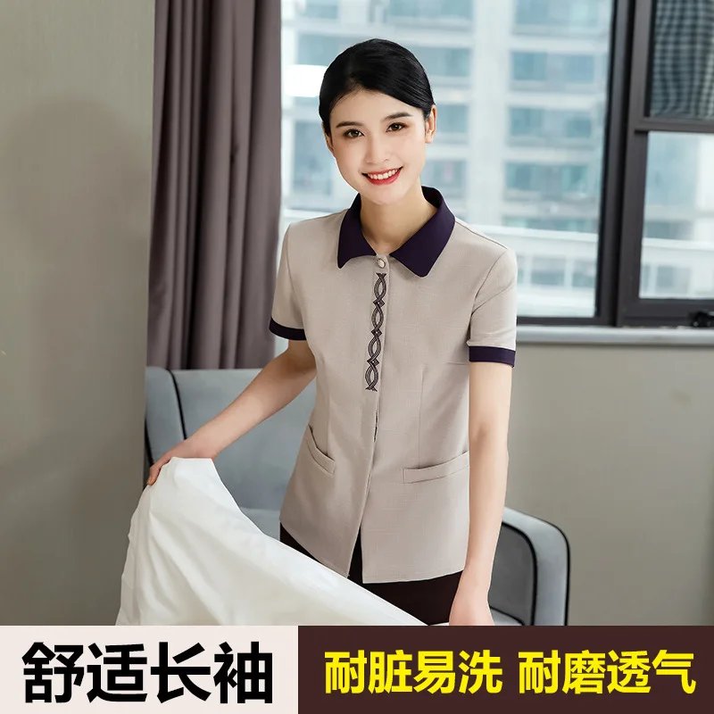 

Work Clothes Female Room Aunt Property Cleaning Service Uniform Short Sleeve Linen PA Hotel Housekeeping