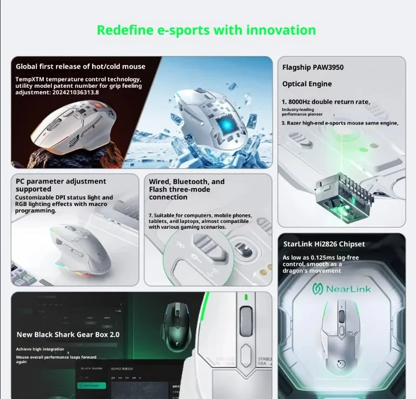 BLACKSHARK Wireless Bluetooth Gaming Mouse with Star Flash and Dual 8K Comfortable Touch, Ergonomic Fearless Contract Mouse