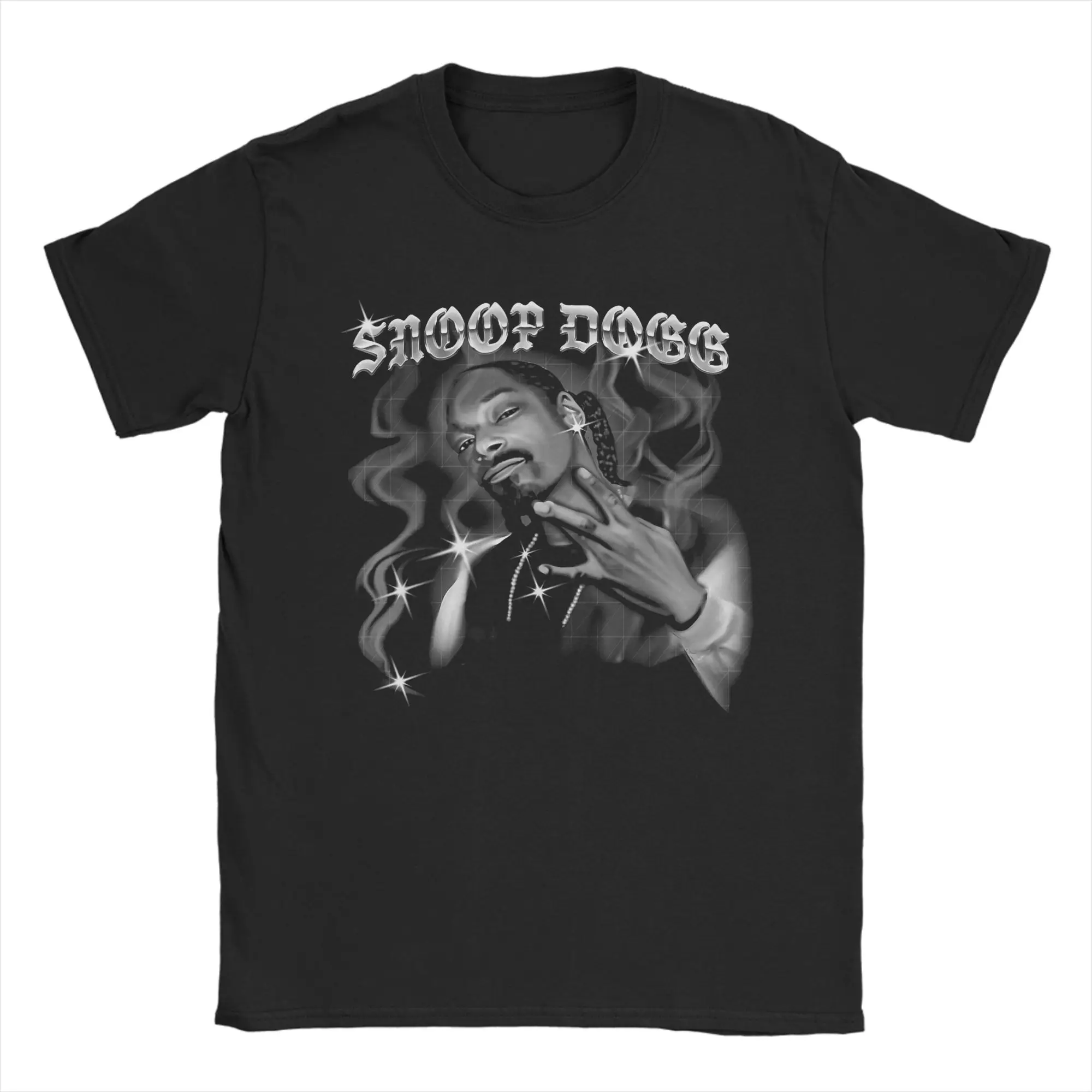 Vintage Snoop Dogg Airbrush Foto T-Shirt für Männer Rundhals Baumwolle T-Shirt Rapper Hip Hop Kurzarm T-Shirts Geschenkidee Kleidung