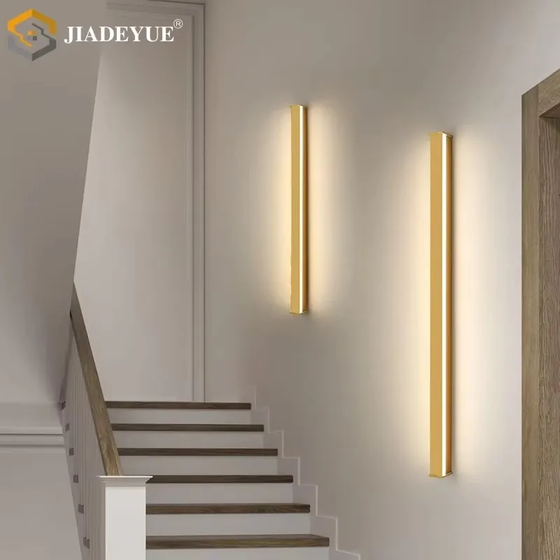 

Modern minimalist LED strip wall lamp, living room, bedroom, bedside line lamp, golden interior decoration lamp