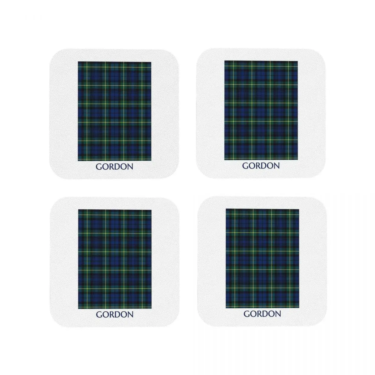 Clan Gordon Tartan Coasters Kitchen Placemats Waterproof Insulation Cup Coffee Mats For Decor Home Tableware Pads Set of 4