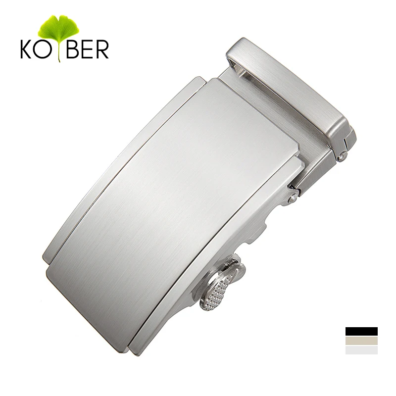 KOLBER 36mm Silver Belt Buckle for Men Alloy Metal Automatic Buckle Trouser Belt Clip No Holes Leather Belt Buckle Male Gift