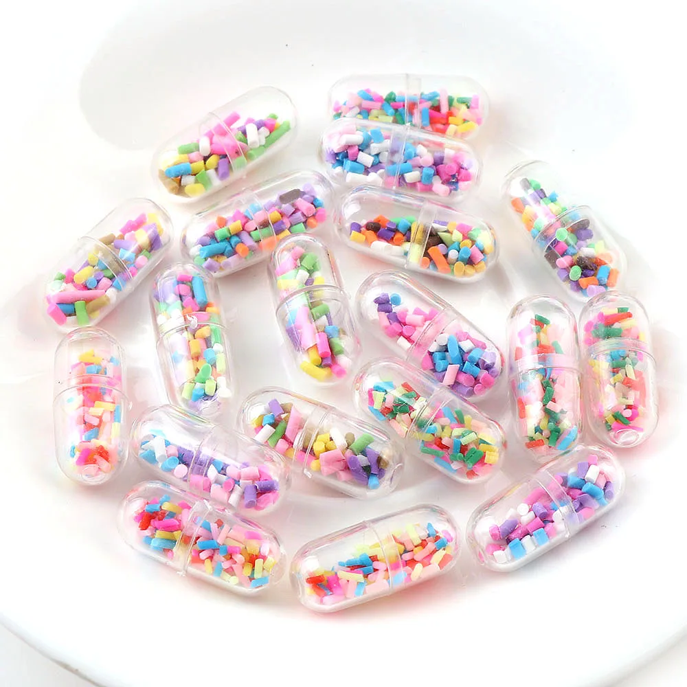 10pcs/lot Mini Pill Capsule Colorful Polymer Clay in Bottle for DIY Crafts Phone Decoration Epoxy Resin Filling