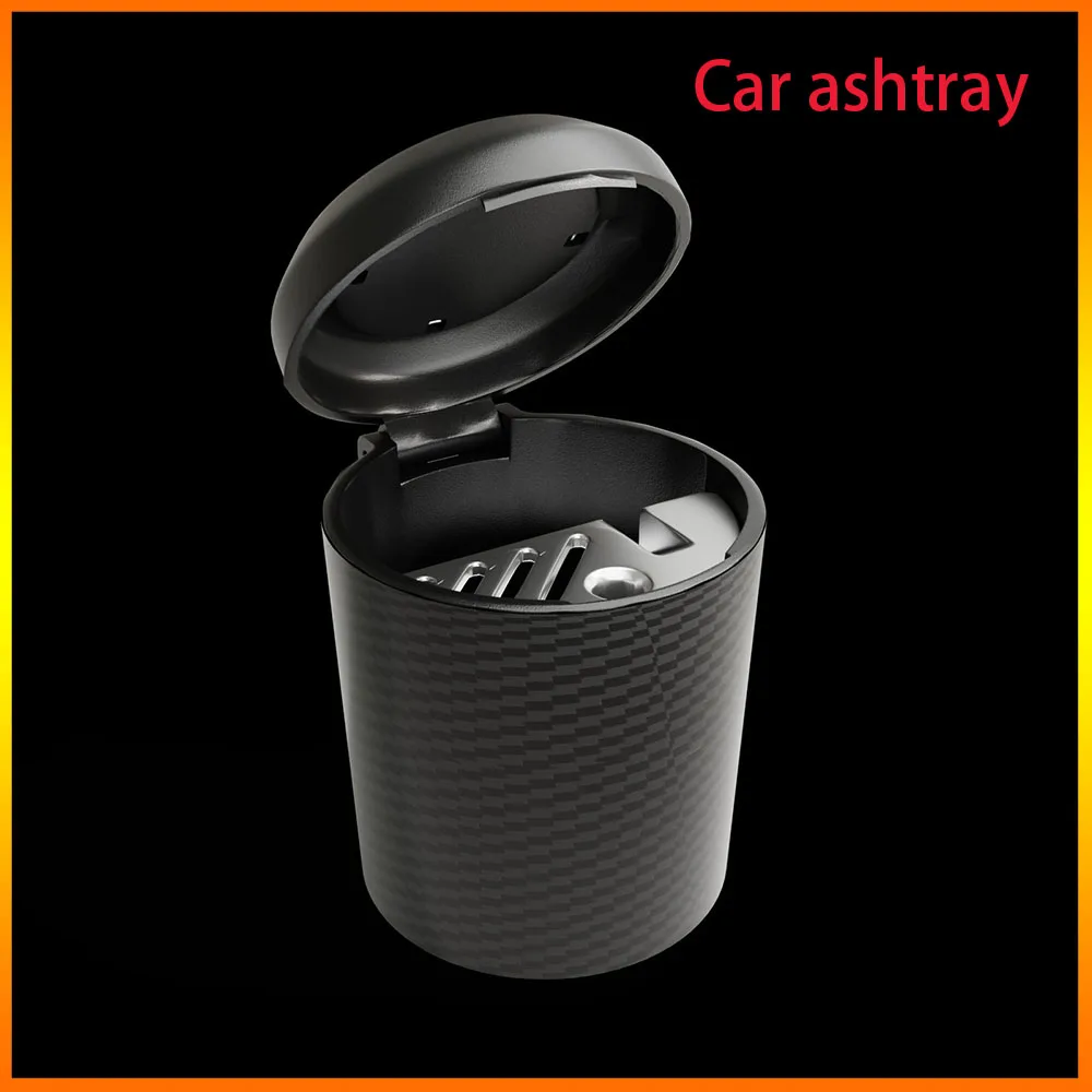 Cendrier de voiture avec motif en Fiber de carbone pour hommes, Suspension multifonctionnelle créative dans la voiture avec couvercle et couvercle, propre