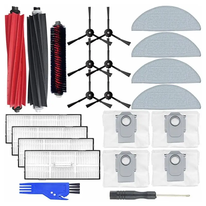 

Лучшие аксессуары для Roborock S8 Pro Ultra: основная и боковые щетки, HEPA-фильтр, салфетка для влажной уборки, мешки для сбора пыли, сменные аксессуары.
