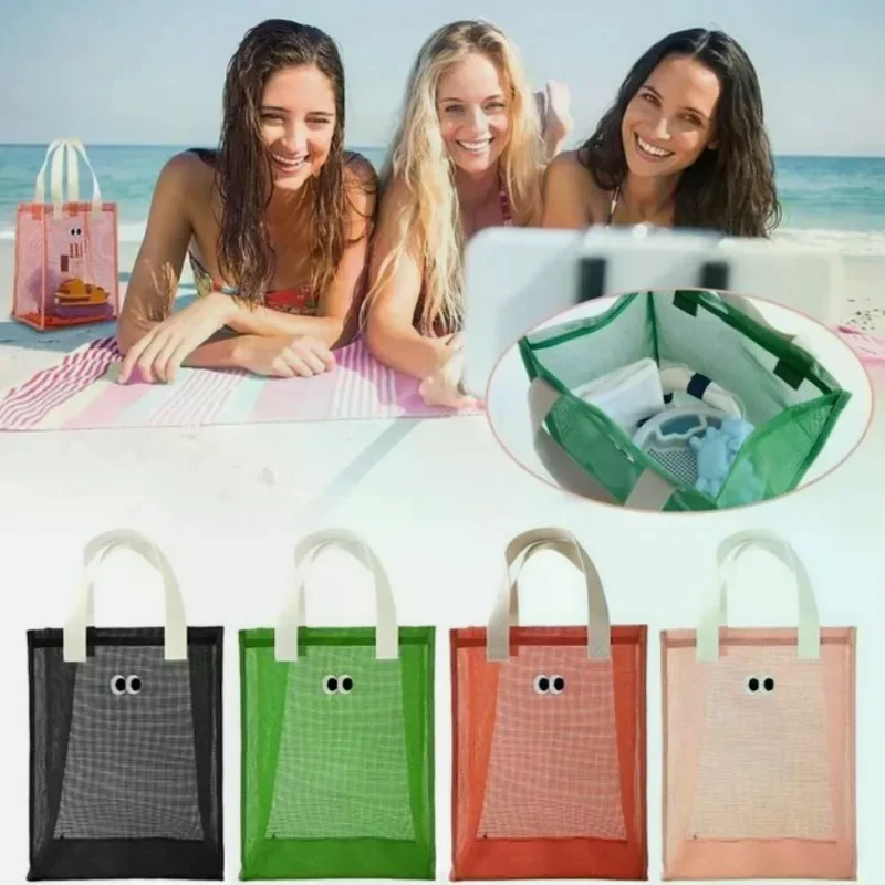 Reusable Mesh Fabric Summer  Eye Printing Dacron Casual Handbag Shopping Shoulder Bag