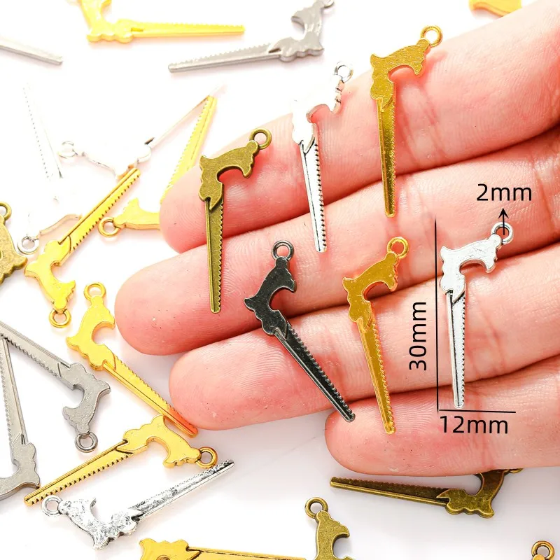 25pcs 5 colors alloy saw Charm For Necklace Bracelet necklace Pendant DIY Jewelry Crafts Making Accessories 30*12mm J471