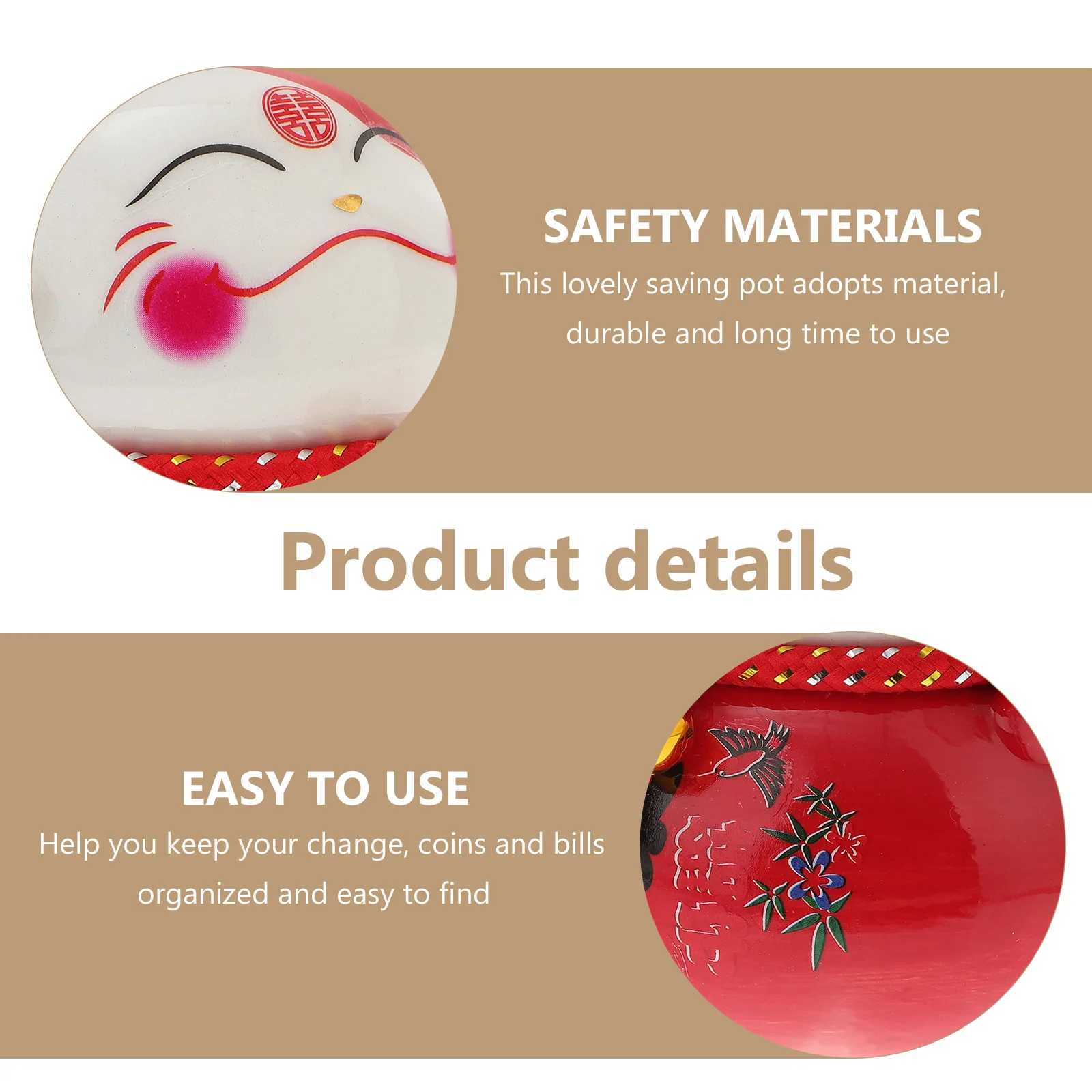 

1pc Red Ceramic Coin Bank For Kids Desktop Decor Small Saving Pot Holiday Accessory Cat Ornament Money Storage Jar Home Decor