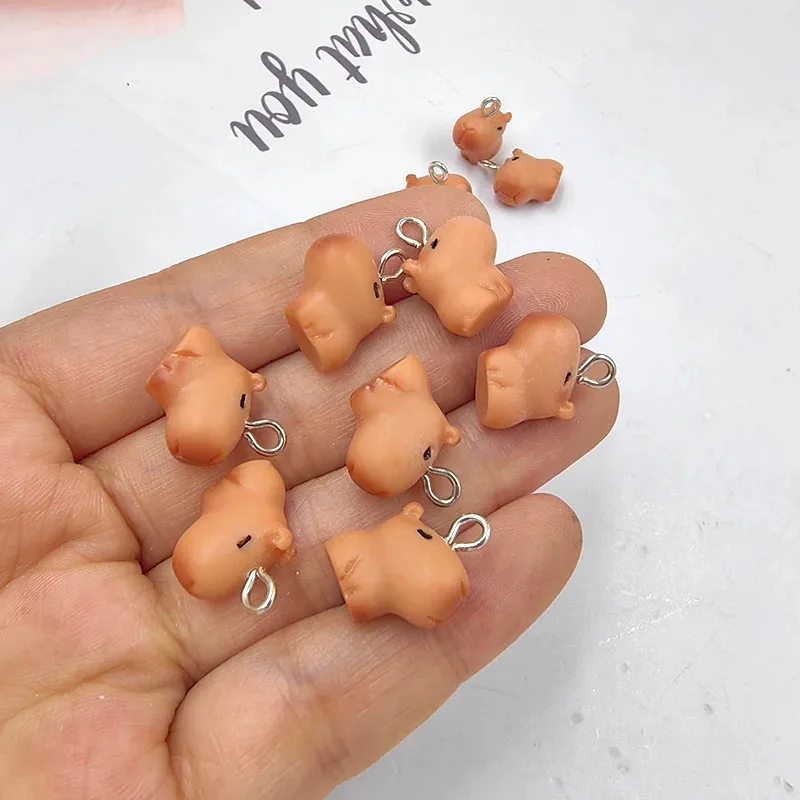 10pcs Cute Small Capybara Charms for Jewelry Making Popular Animals Little Pendants Craft Diy Earring Keychain Finding