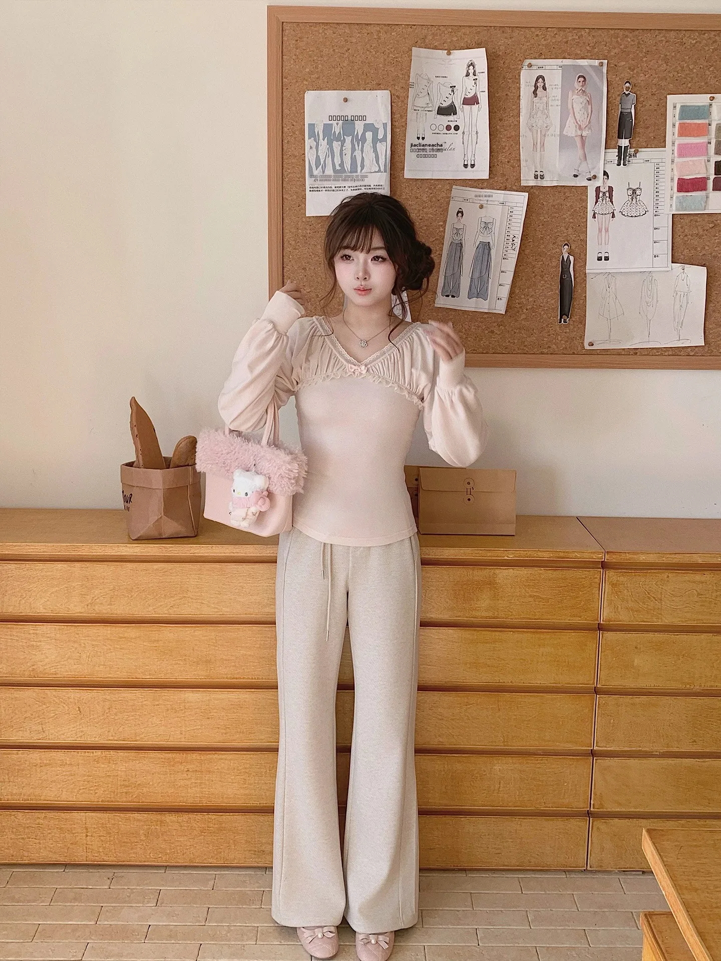 

aph Trendy Acetate Wool Flared Pants Slimming Casual Trousers Ladies Faionable Leggings Polyester Viscose Wool Spandex