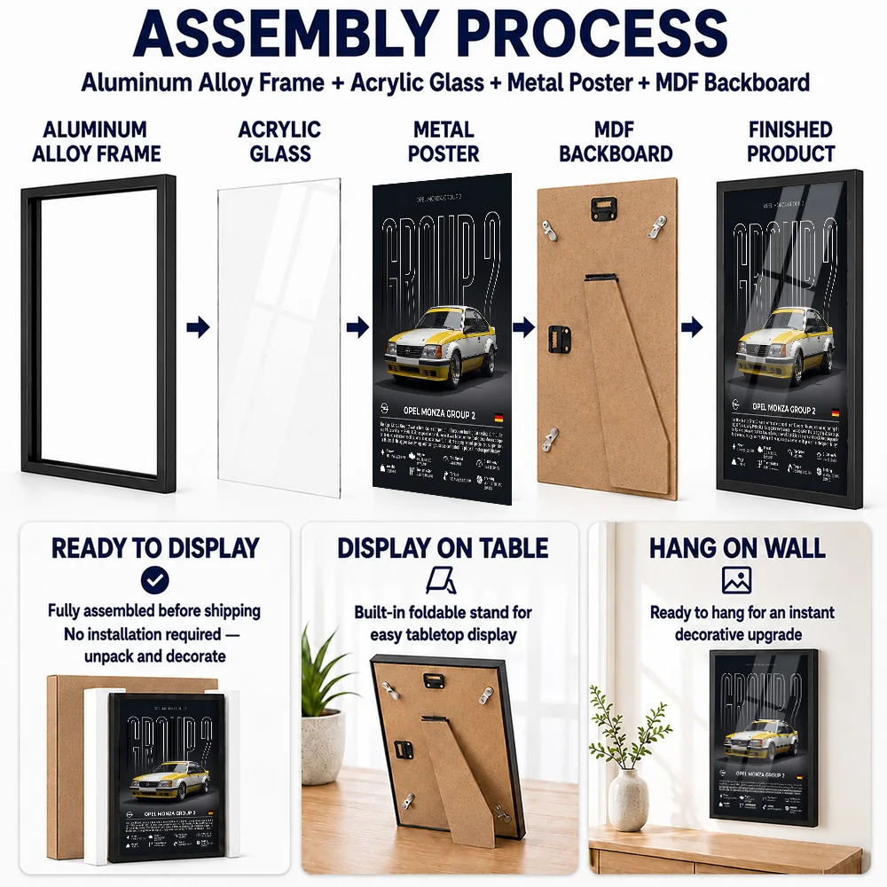 Opel Framed Metal Poster Personalized Performance Engineering Illustration Wall Art Made For Man Cave And Road Enthusiast Gift