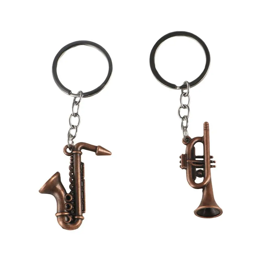 Trend Mini Mini Instruments Keychain Key Holder Zinc Alloy Metal Keyring Three Types Saxophone Car Pendant Accessories