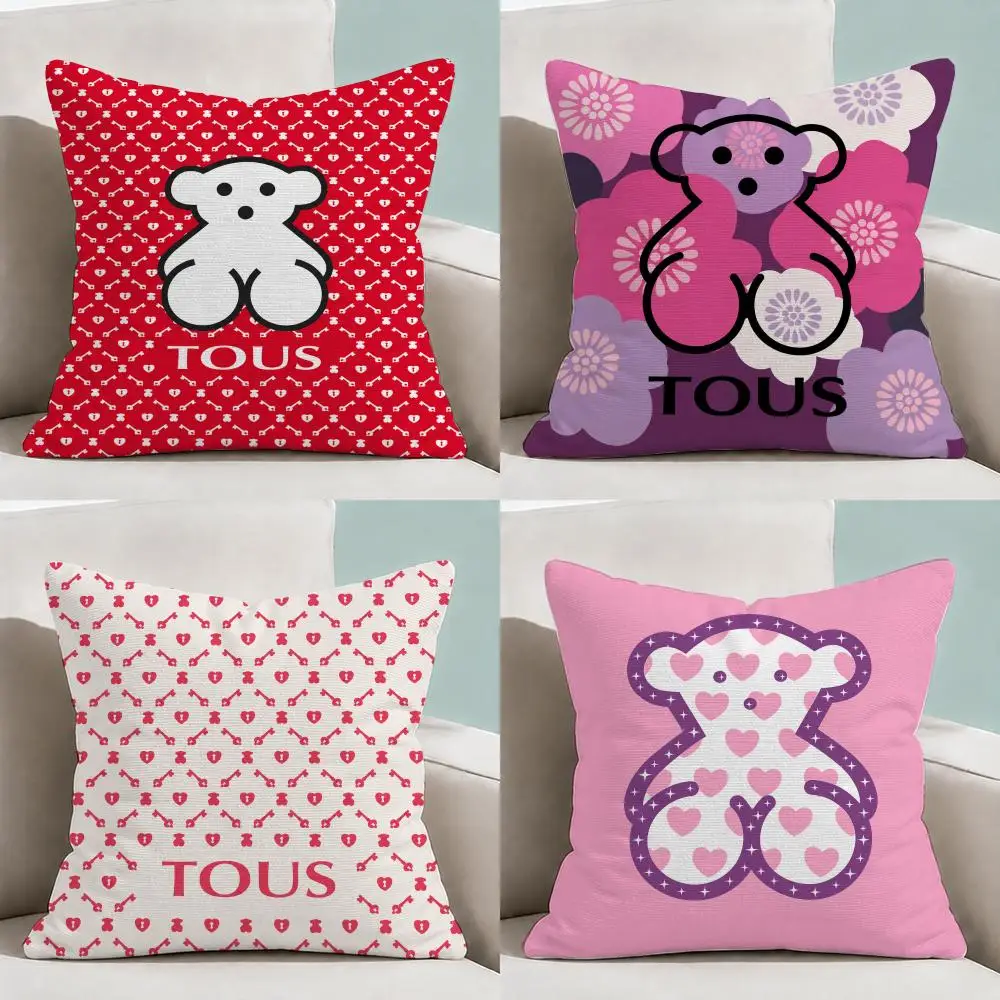 Jewelry T-TOUS-S Bear Cute Cushion Cover  Throw Pillow Soft Short Plush Cozy Durable Colorfast For Sofa Bedroom Home Decor Gift