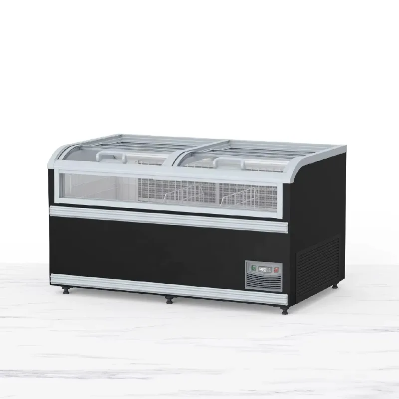 Airo Wholesale High Quality Supermarket 400L Auto Defrosting Chest Island Freezer With Two Compartments Meat Refrigerator