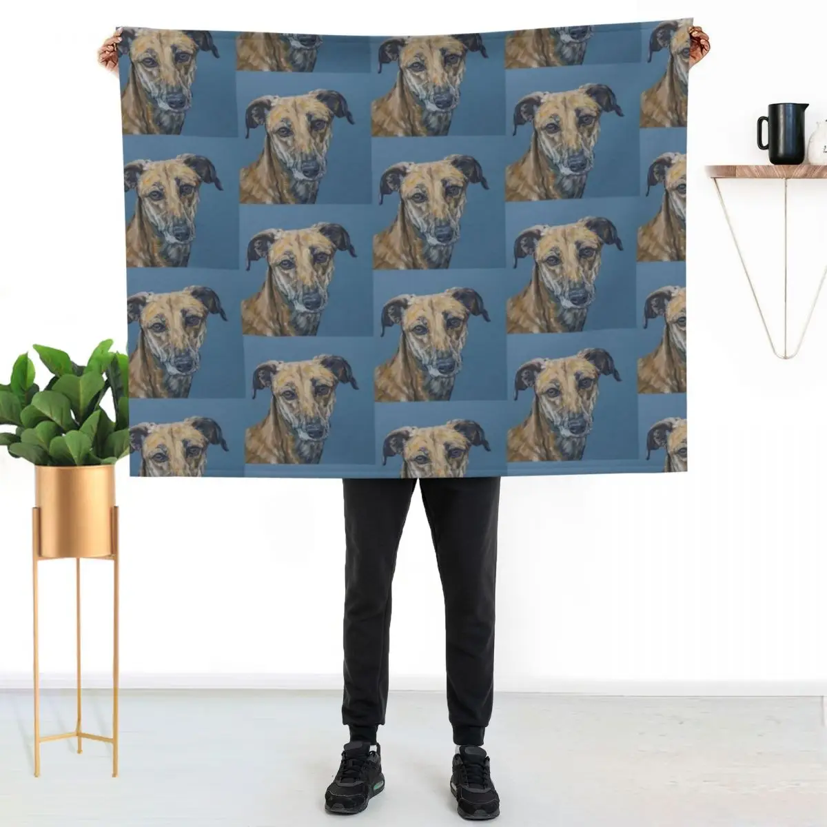 

Jake. Dog painting art by award-winning UK artist Sam Fenner Throw Blanket Men's Soft Warm Throw Blanket for Couch
