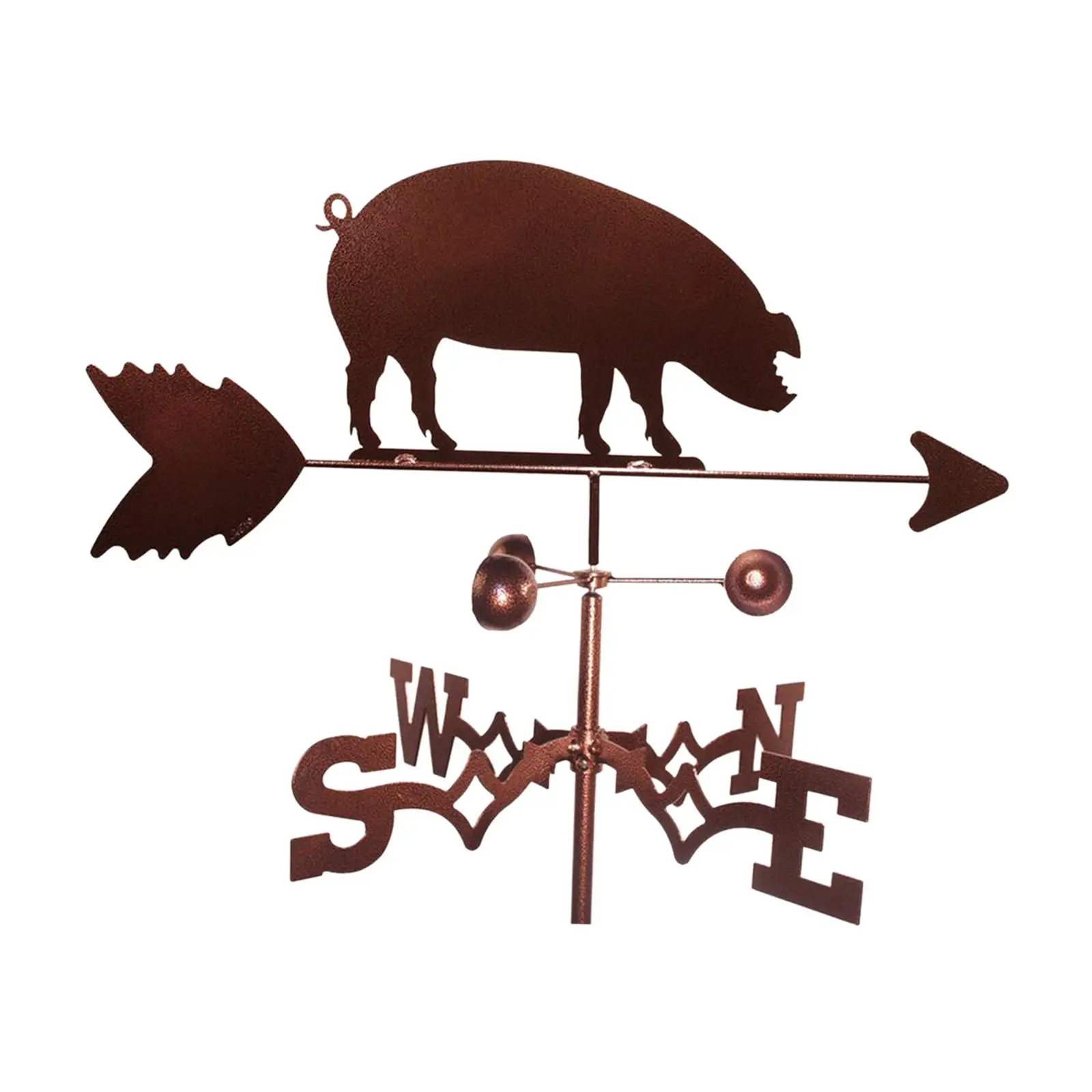 Durable Iron Weather Vane Pig Design Outdoor Wind Direction Tool for Shed Garage