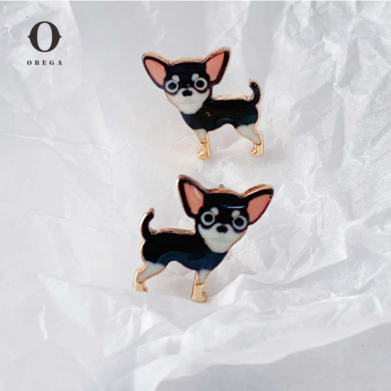 Obega Ins Leuke Hond Kleine Stud Oorbellen Koreaanse Mooie Animal Expoy Metalen Oorbellen Voor Vrouwen Mode Dagelijkse Slijtage Sieraden