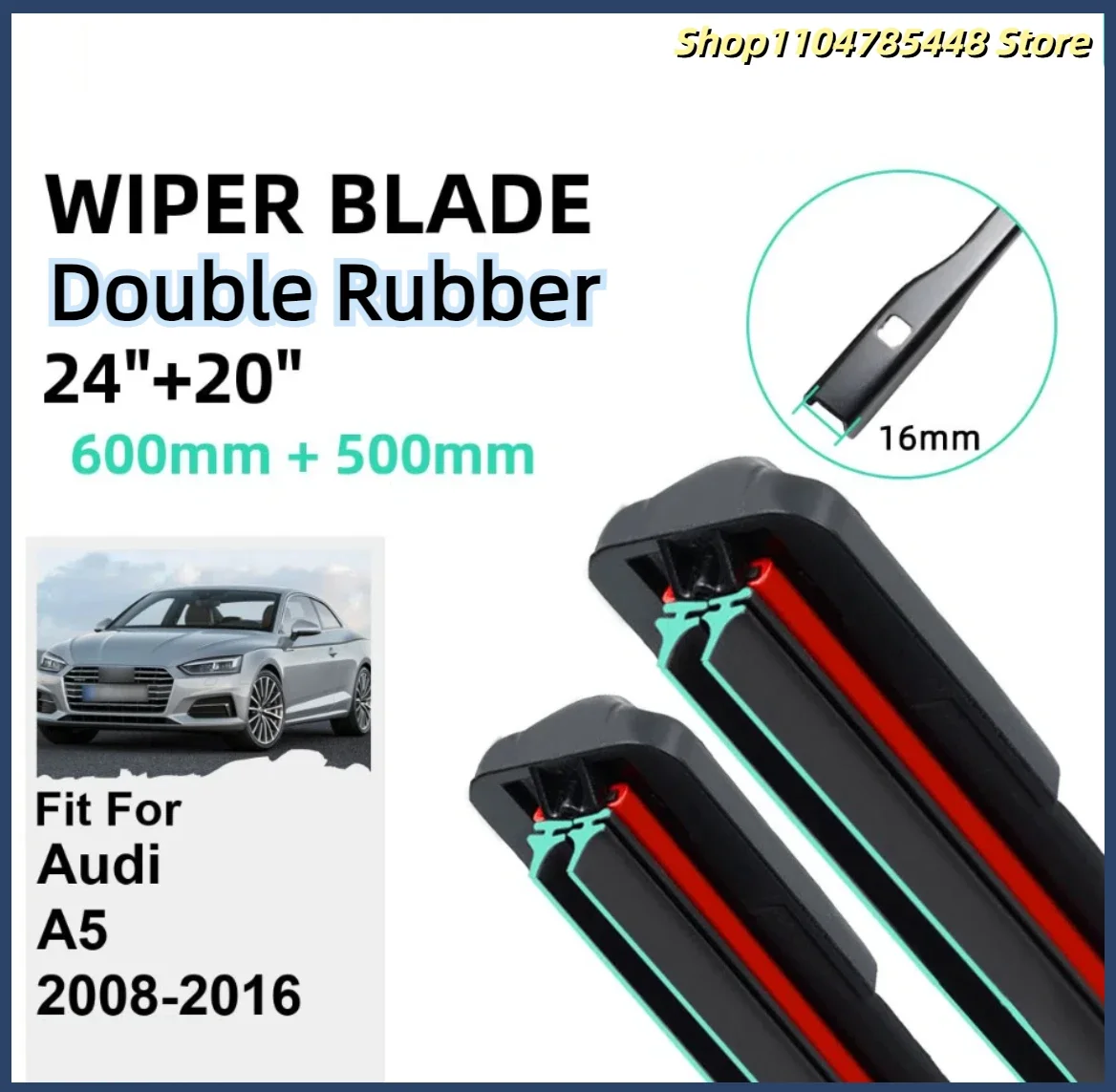 

Double Rubber Car Wiper Blades for Audi A5 2008-2016 Front Windscreen Windshield Rubber Car Accessories 2012 2013 2014 2015 2016