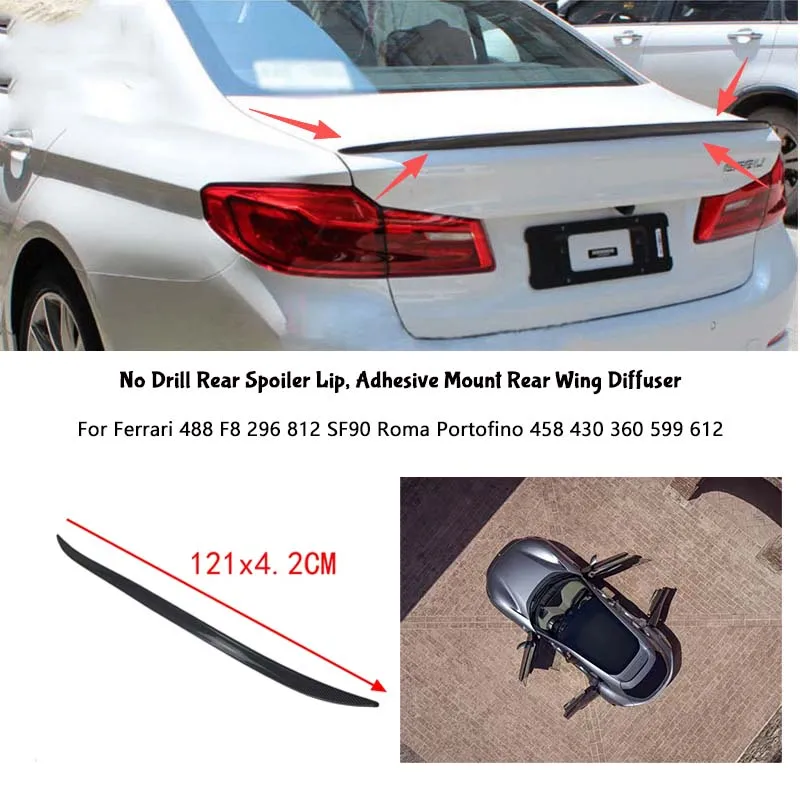 For Ferrari 488 F8 296 812 SF90 Roma Portofino 458 430 360 599 612 Rear Wing Lip Car Rear Trunk Boot Lip Spoiler Wing