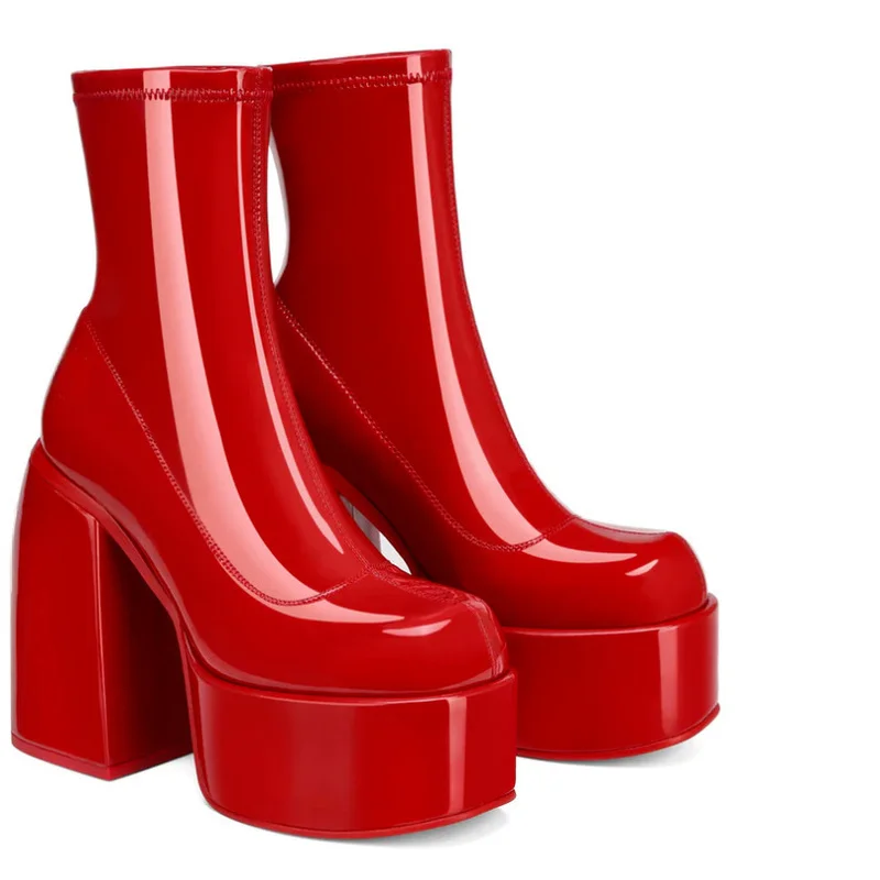 2023 Winter High Heel Woman Boots Devil Punk Platform Shoes Plus Size Head Side Zipper Fashion Side Zipper Solid Low Boots