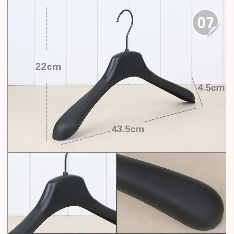 10pcs Black Thick Wide Shoulder Plastic Clothes Hanger for Coats Jacket and Fur