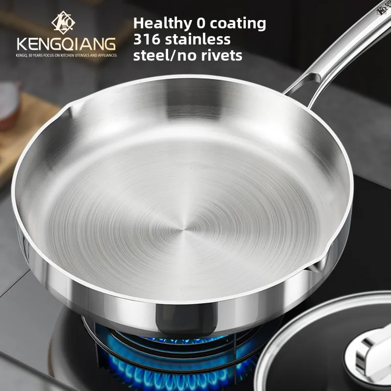 

Сковорода из нержавеющей стали 316, бытовая индукционная плита без покрытия с антипригарным покрытием, газовая универсальная