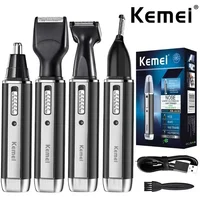 Tondeuse électrique 4 en 1 Kemei KM-6630 pour hommes, tondeuse rechargeable pour nez, oreilles, cheveux et barbe, nettoyeur de nez et d'oreilles 1