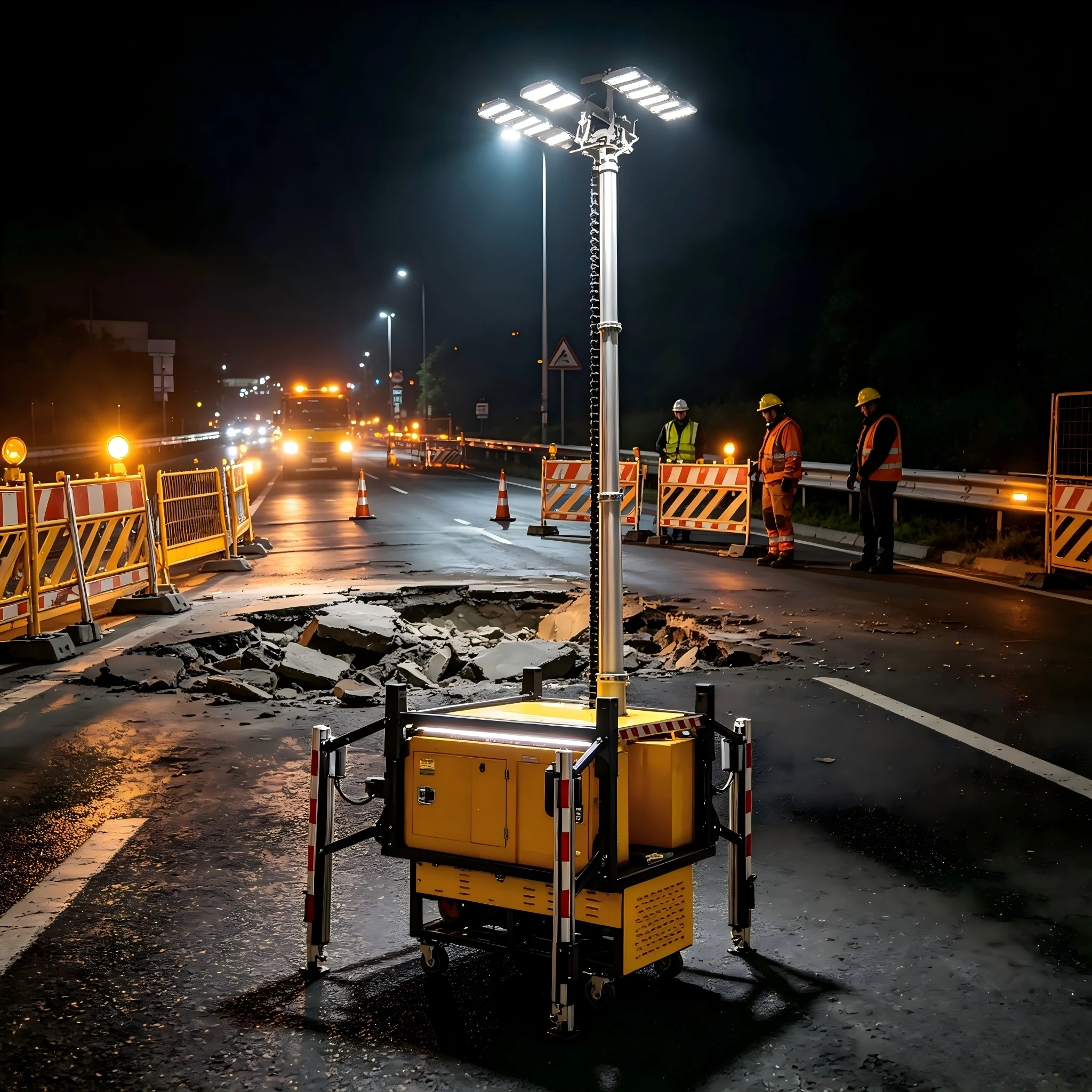 Easy Maintenance Modular Design Mobile Lighting Tower Quick Access Panel for On Site Repair Construction Team Customized