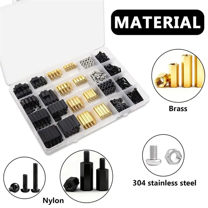 [HOT!】 Brass And Nylon M3 Motherboard Standoffs Kit 640PCS, Male-Female Hex Spacer Standoff Screws Nuts