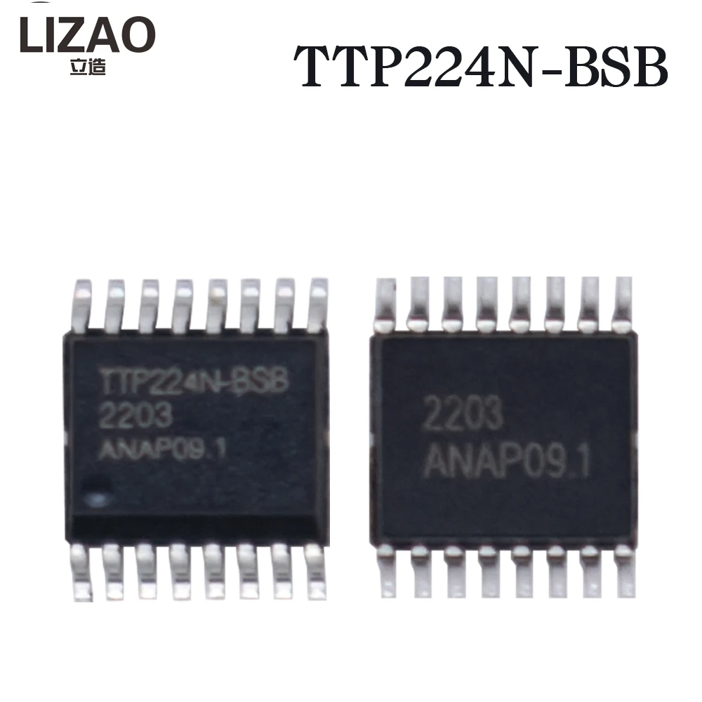 LIZAO 10Pcs TTP224 TTP224N TTP224-BSB TTP224N-BSB SSOP16 Touch Detection Sensor IC Chip for Electronic DIY Projects