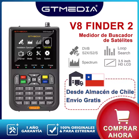 GTMEDIA V8 Finder 2 meters with bag and plug fast charging portable satellite signal Finder meter DVB-S/S2/S2X LCD display HD 1080P 3.5 inch 7.4V/4000mAh H.264 receiver digital TV Stock in Chile