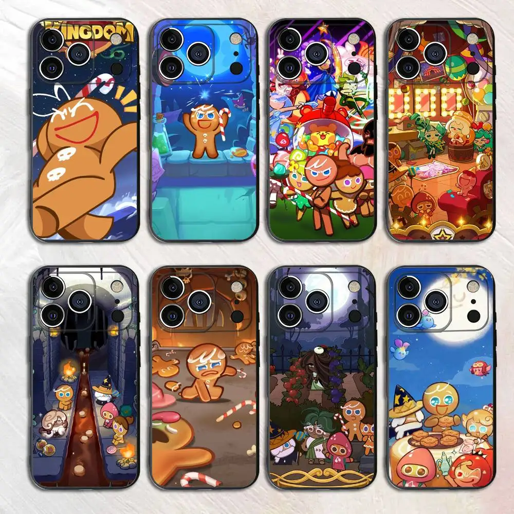 

Game C-Cookie Run Black Phone Case For iPhone 17,16,15,14,13,12,13,12 Pro Max Plus XS XR Silicone Soft Back Cover