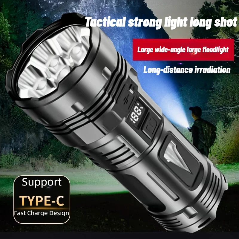 7LED High Power Led Flashlights Rechargeable Camping Spotlight with Side Light 3 Lighting Modes for Camping Adventure Outdoor