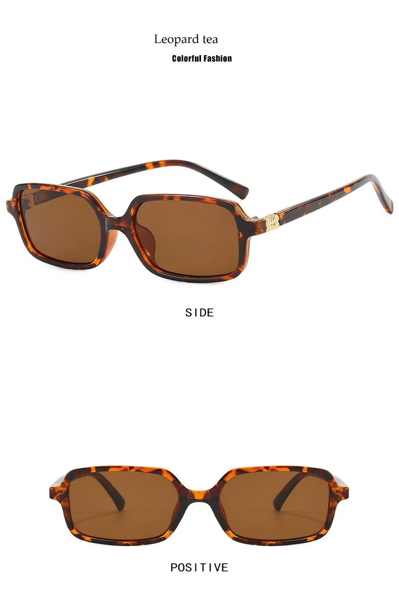 Vintage Rechteck Sonnenbrille Frauen 2024, Marke Designer Kleine Oval Anti Blaues Licht Gläser Retro Mode Männer Leopard Eyegalsses – Detail 6