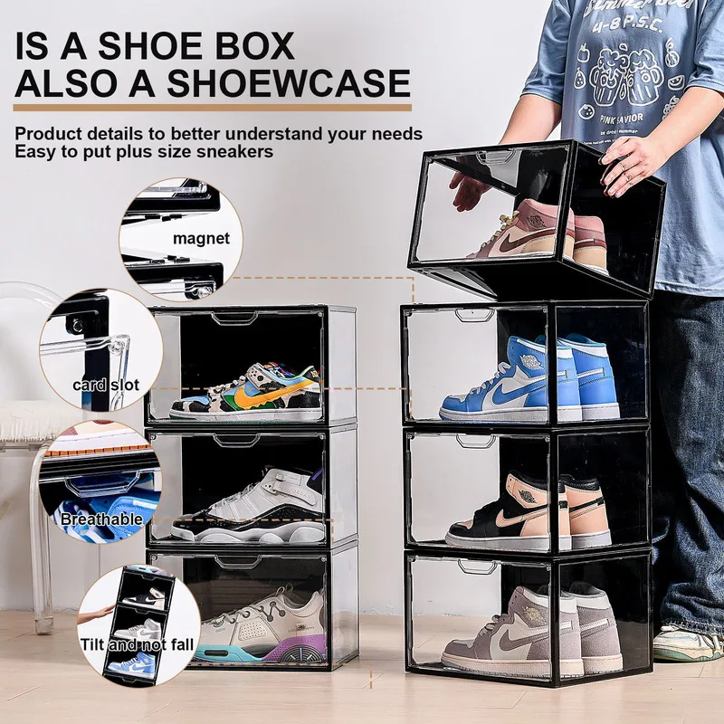 Sneakers Box Anti Oxidation Shoe Cabinet Hd Transparent Sports Shoe Storage Artifact Space Saving Organizer Home Clear Stackable