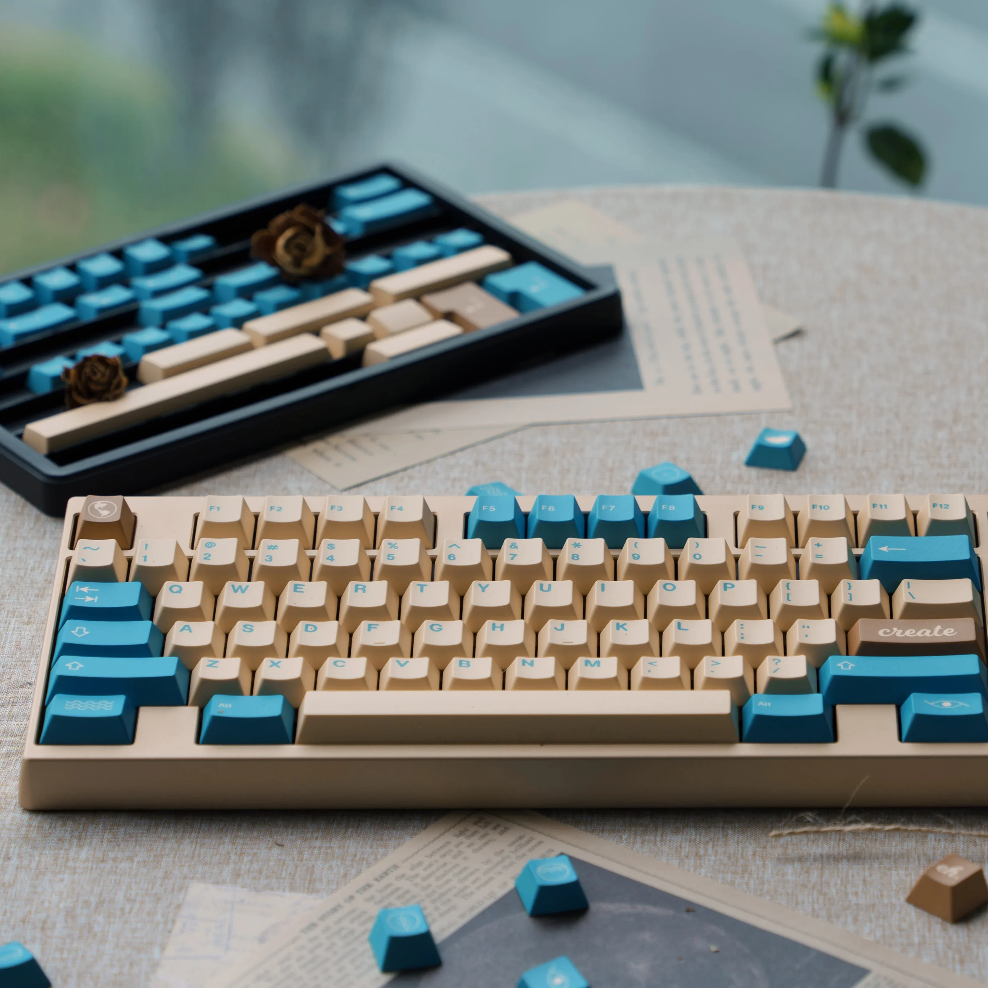 Earthtone keycaps Original height PBT five-sided sublimation mechanical keyboard Customized full set