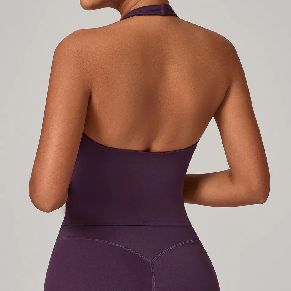 Allure The Brand Halter Vest Gym Vest Woman Backless Tank Tops Push Up Sport Vest Running Outdoor Recreation Vest Workout Elasti
