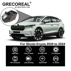 GRECOREAL 4K Dash Cam Front Rear 2160P WiFi Dual Camera Dashcam APP Control Easy Install Plug Play Compatible with Skoda Enyaq