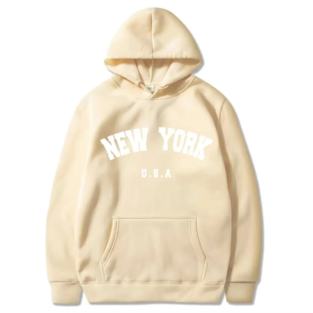 Nova york camiseta gráfica com letras puro algodão outono e inverno moda infantil moletom com capuz masculino e feminino y2k