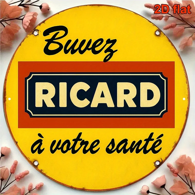 2D Flat, 1pc Round French Aluminum Sign - 