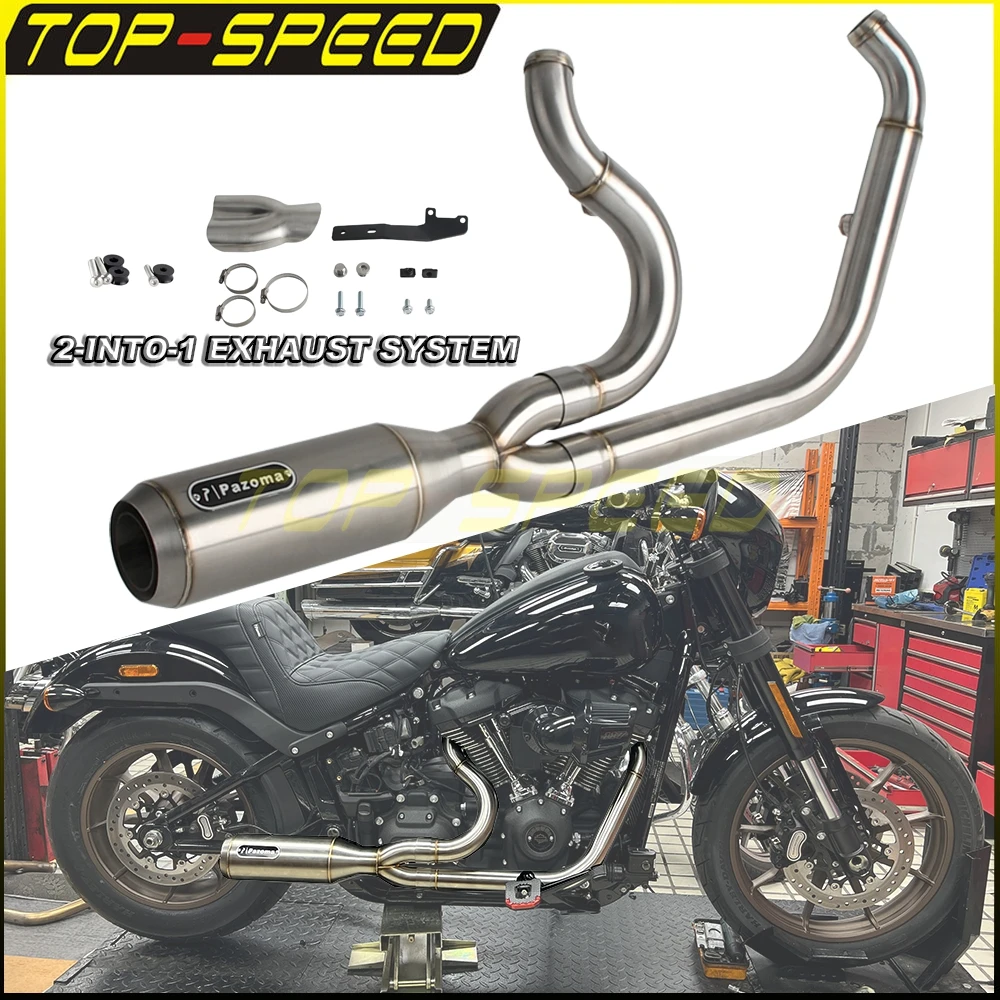 

Motorcycle Muffler Exhaust Full Pipe Kit For Harley Street Bob FXBB FXBBS Slim FLSL 2018-25 Stainless Steel 2 In 1 Exhaust Tubes