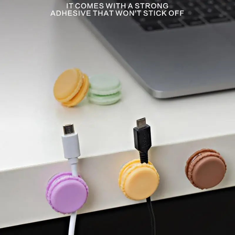 Auto-adesivo Silicone Macaron Wall Hooks, Gancho multifuncional para cabo, Clip Key, Home Storage