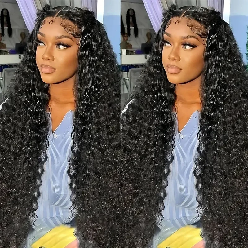 Curly Human Hair Wigs For Women Water Wave Lace Front Wig 13x4 13x6 Lace Deep Wave Frontal Wig Human Hair 38 Inch Loose Deep Wig