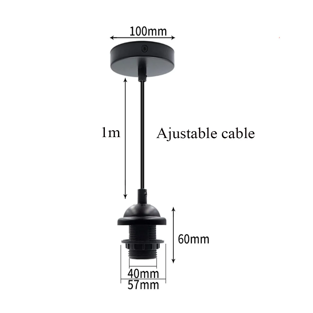 Vintage Edison Lamp E27 Screw Base Hanging Pendant Light Fixture Full Tooth Fit for Lampshade Bulb Holder Industrial Ceiling Lam