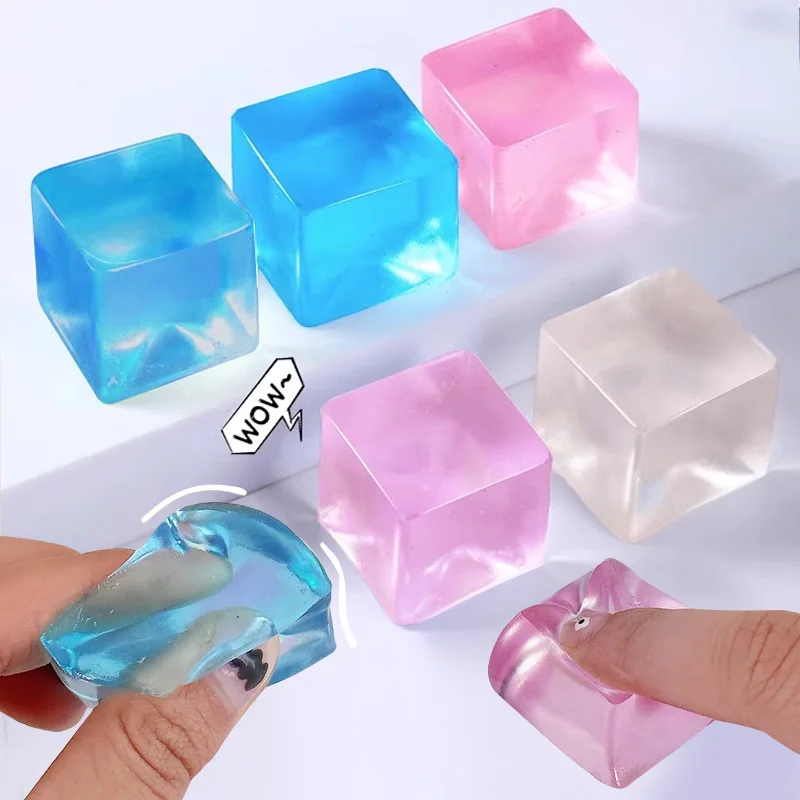 

8/4pcs Creative Colorful Ice Block Squeeze Toys Soft Gels Squishy Mochi Toys Popular Stress Relief Toys Decompression Pinch Toys